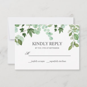 Hedera Ivy leaves Forest WEDDING Kindly Reply RSVP Card