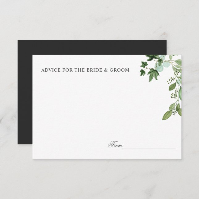 Hedera | Ivy Leaves Grey Wedding Advice or recipe Invitation (Front/Back)