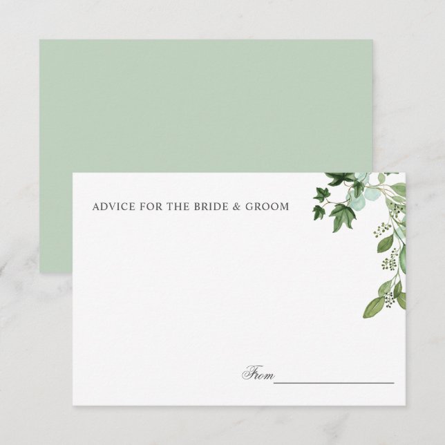 Hedera | Ivy Leaves Sage Wedding Advice or recipe Invitation (Front/Back)