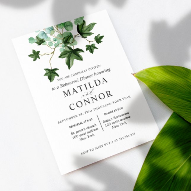Hedera | Ivy Leaves Wedding  Rehearsal Dinner Invitation (Creator Uploaded)