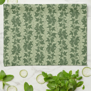 Hedera Ivy Vines - botanical green D_L pattern. Tea Towel