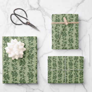 Hedera Ivy Vines - botanical green D_L pattern. Wrapping Paper Sheet