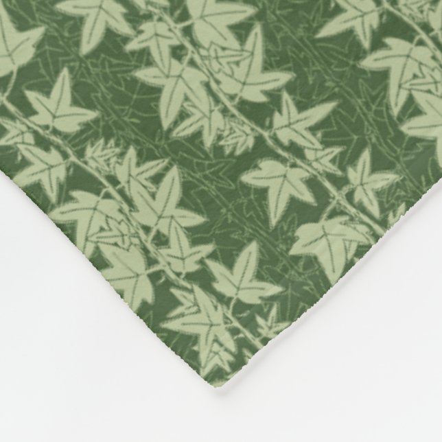 Hedera Ivy Vines - botanical green L_D pattern. Fleece Blanket (Corner)