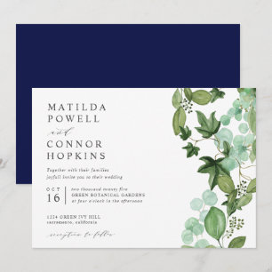 Hedera   Modern IVY Blue Garden Botanical Wedding Invitation