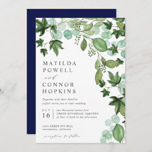 Hedera Modern IVY Eucalyptus Botanical Wedding Invitation
