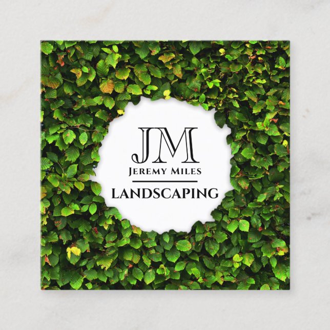 Hedge foliage frame  square business card (Front)