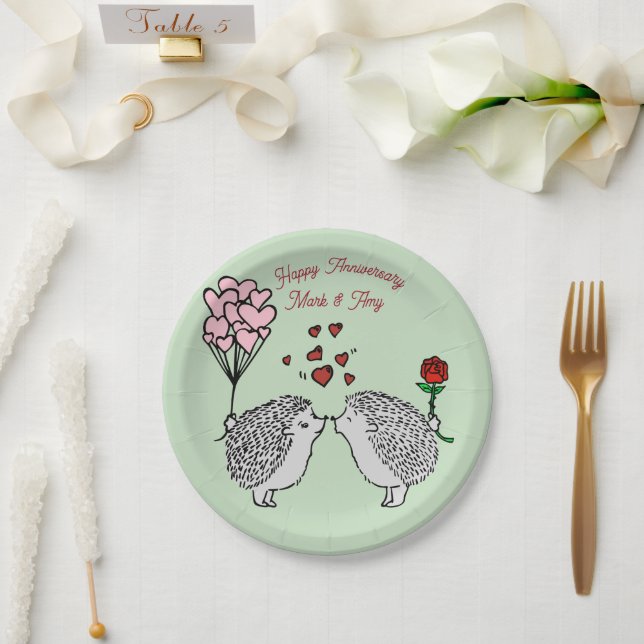 Hedge Hog Anniversary Paper Plates (Wedding)