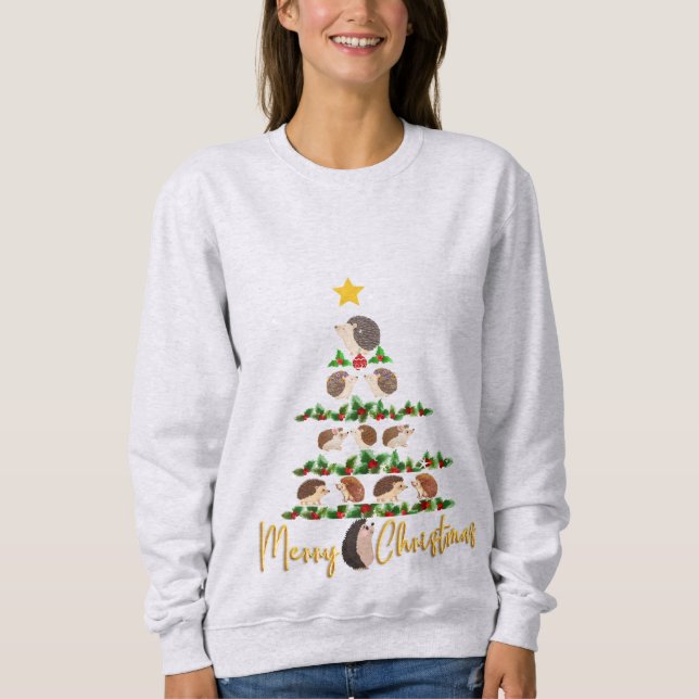 Hedge Hog Christmas Tree T-Shirt Sweatshirt (Front)