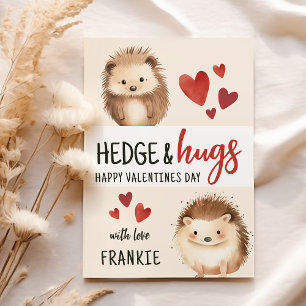 Hedge & Hugs Hedgehog Classroom Valentines Day Holiday Card