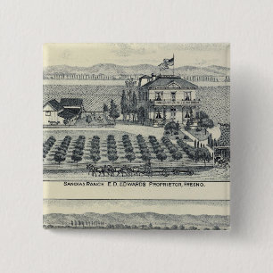 Hedge Row Vineyard, Fresno 15 Cm Square Badge