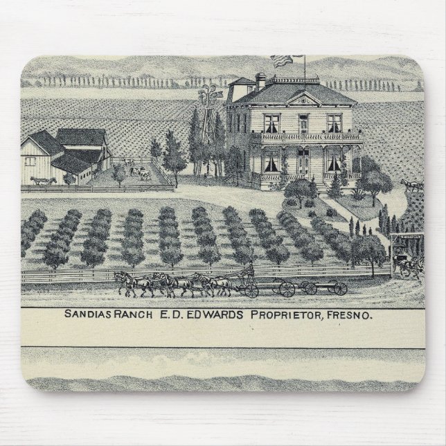 Hedge Row Vineyard, Fresno Mouse Mat (Front)