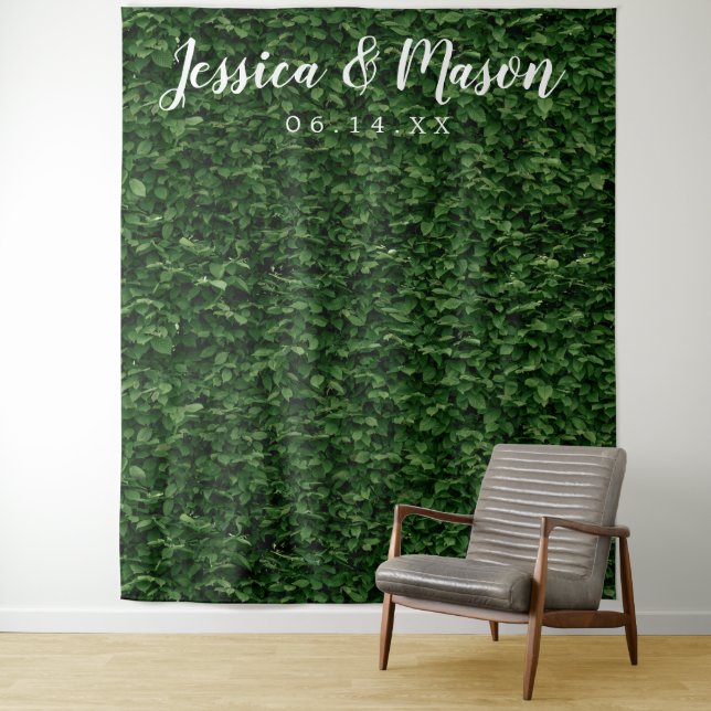 Hedge Wall Backdrop - Wedding Photo Backdrop Tapestry (In Situ)