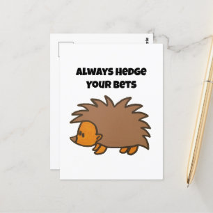 Hedge Your Bets Hedgehog Funny Gambling Cartoon Postcard