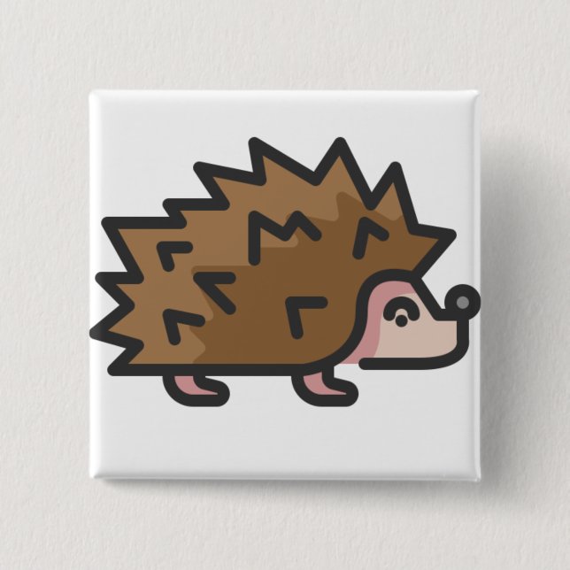 hedgehog 15 cm square badge (Front)