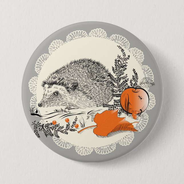 Hedgehog 7.5 Cm Round Badge (Front)