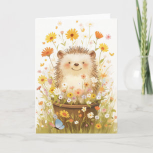Hedgehog Among the Daisies Card