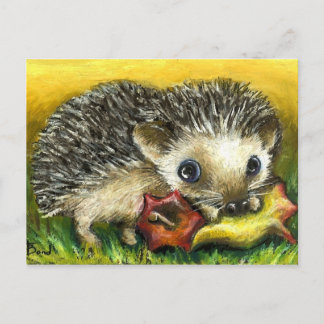 Hedgehog and apple postcards