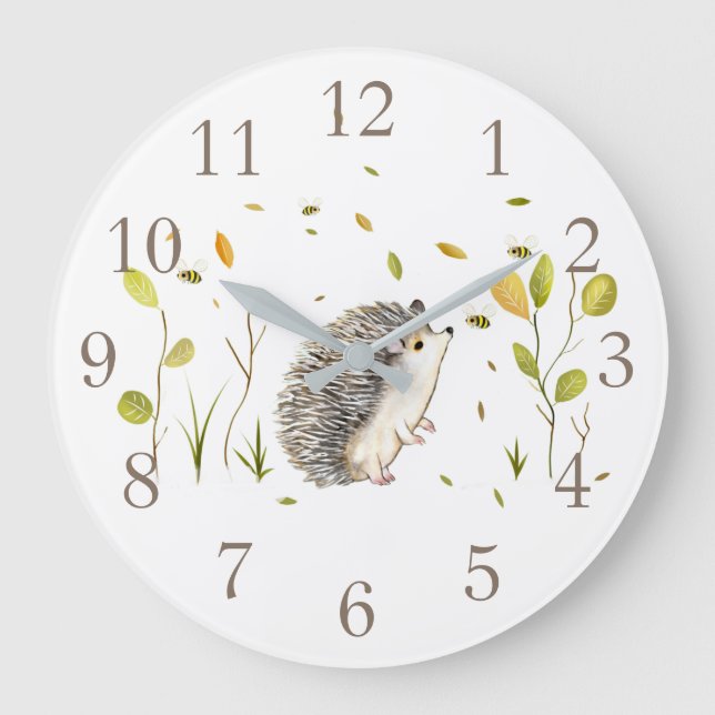 Hedgehog and Bee Wall Clock (Front)
