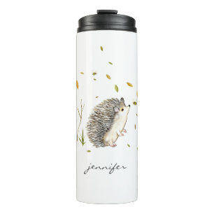 Hedgehog and Bees Personalised Thermal Tumbler