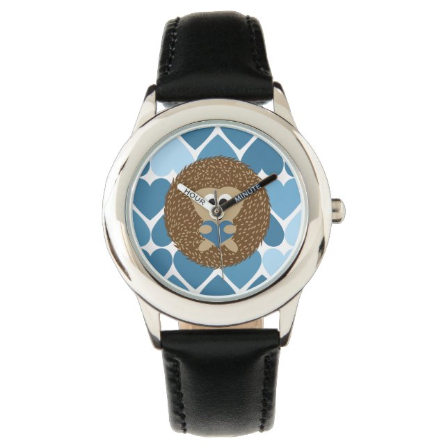 Hedgehog and Blue Hearts Watch (Front)