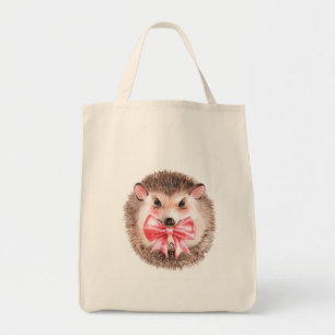Hedgehog and bow tote bag