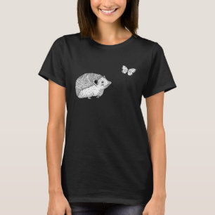 Hedgehog And Butterfly Ar Vintage Hedgehog Animals T-Shirt