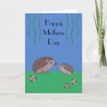 Hedgehog and child Mothers Day Card