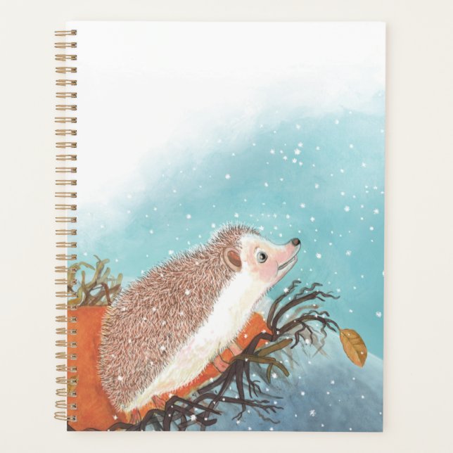 Hedgehog and first snowflakes  planner (Front)