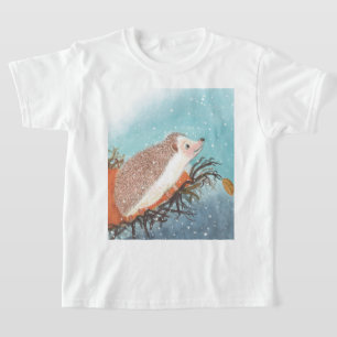 Hedgehog and first snowflakes  T-Shirt