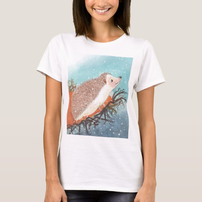 Hedgehog and first snowflakes   T-Shirt (Front)