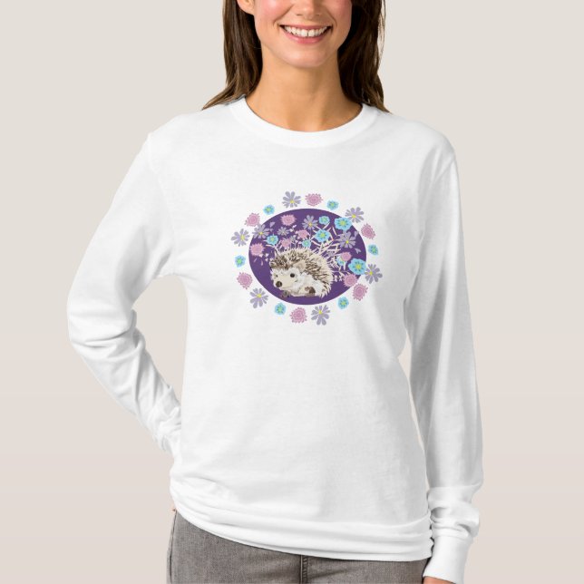 Hedgehog and Flowers T-Shirt (Front)