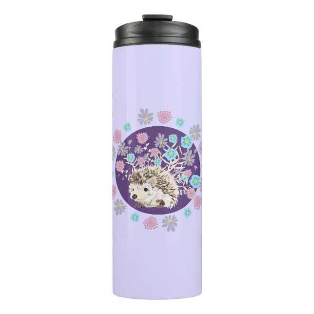 Hedgehog and Flowers Thermal Tumbler (Front)