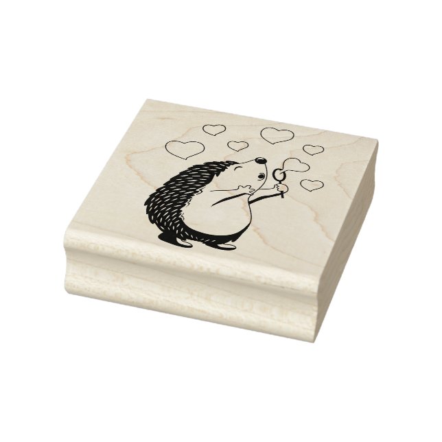 Hedgehog and Hearts Rubber Stamp (Stamp)