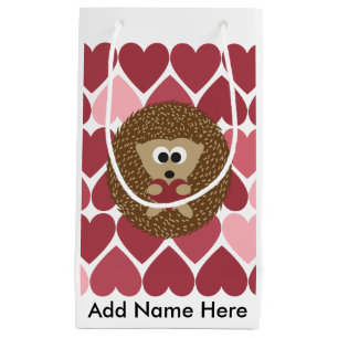 Hedgehog and hearts small gift bag