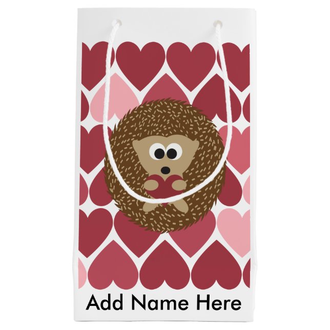 Hedgehog and hearts small gift bag (Front)