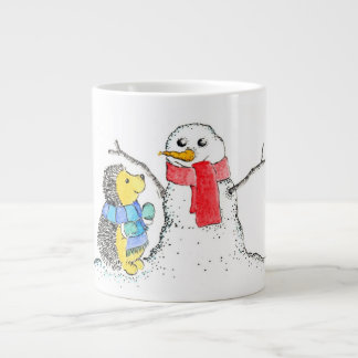 Hedgehog and Snowman Large Coffee Mug
