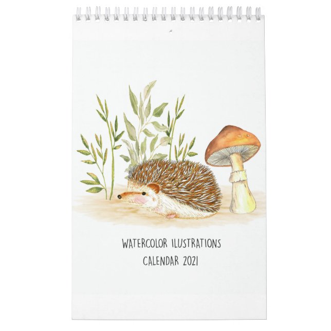Hedgehog and watercolor illustrations 2021 calendar (Cover)