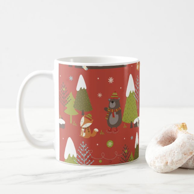 Hedgehog and Winter Bear Christmas Coffee Mug (With Donut)