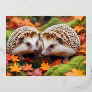Hedgehog Animal Nature Wildlife Affection Caring Foil Holiday Postcard