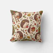 Hedgehog Apple Orchard Throw Pillow