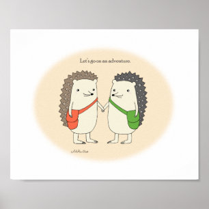 Hedgehog Art Print Cute Hedgehogs Poster Decor