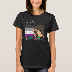 Hedgehog Asexual Flag Flowers Animal Ace Pride Lgb T-Shirt