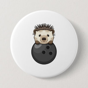 Hedgehog at Bowling with Bowling ball 7.5 Cm Round Badge