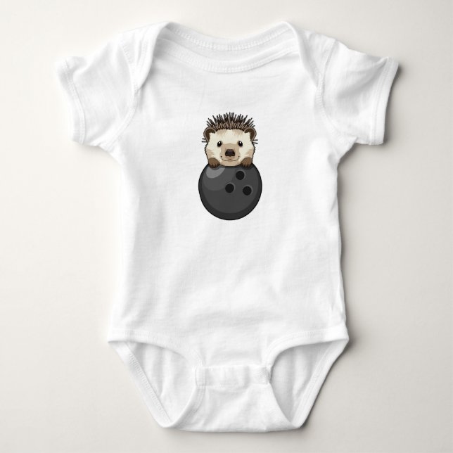 Hedgehog at Bowling with Bowling ball Baby Bodysuit (Front)