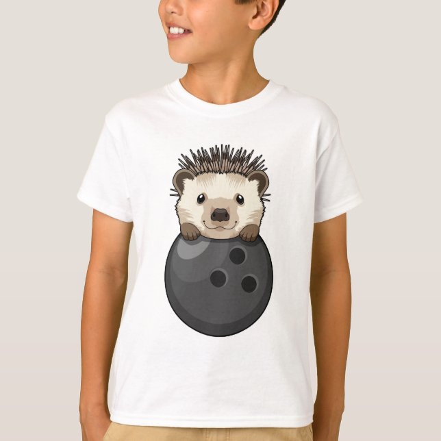 Hedgehog at Bowling with Bowling ball T-Shirt (Front)