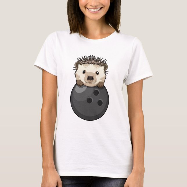 Hedgehog at Bowling with Bowling ball T-Shirt (Front)