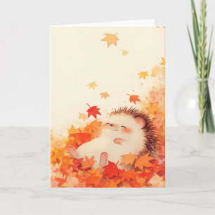 Hedgehog Autumn Nap Card