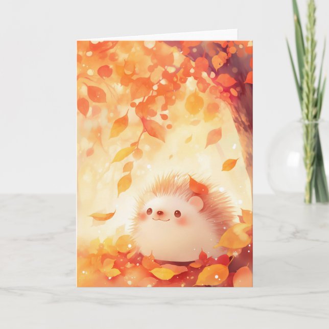 Hedgehog Autumn Retreat Card (Front)