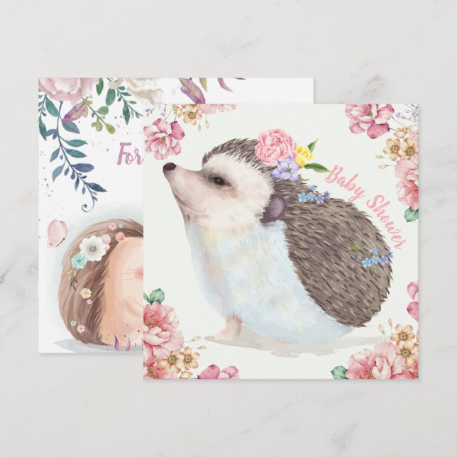 Hedgehog Baby Shower Invitation (Front/Back)