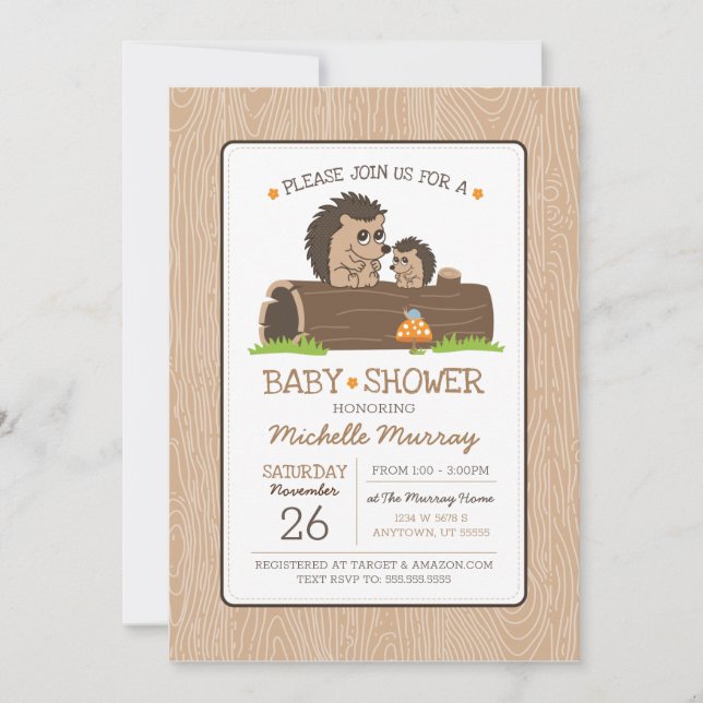 Hedgehog Baby Shower Invitation (Front)